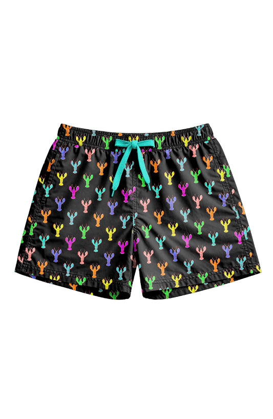 Boys Multicolor Crawfish & Lobster Print Board Shorts with UPF 50+ | Louisiana Kids Swimwear