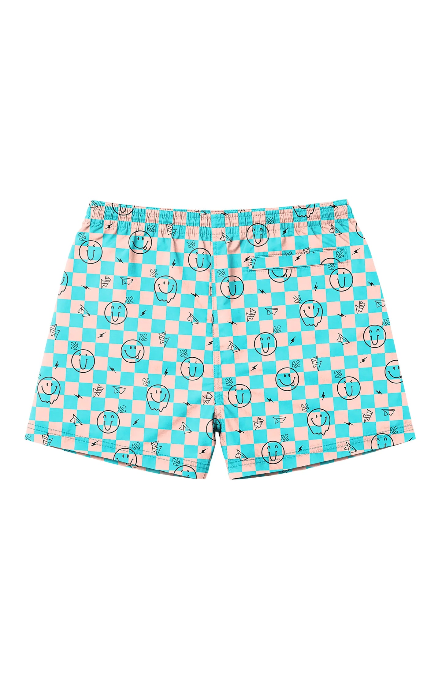 Boys Retro Checkerboard Smiley Swim Trunks | Bossier City Boutique