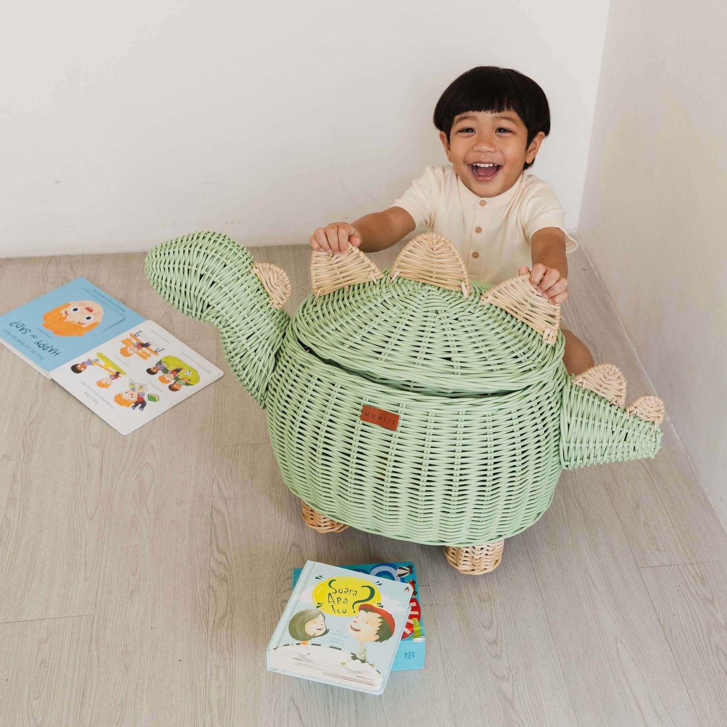 Dinosaur Storage Basket Mint Green - Large
