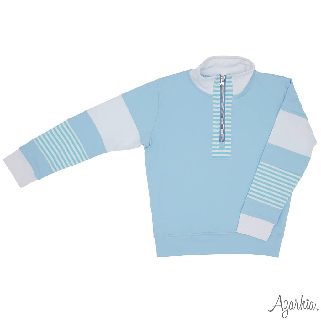 Color Block Light Blue Zip Pullover – Girls Long Sleeve Sweatshirt