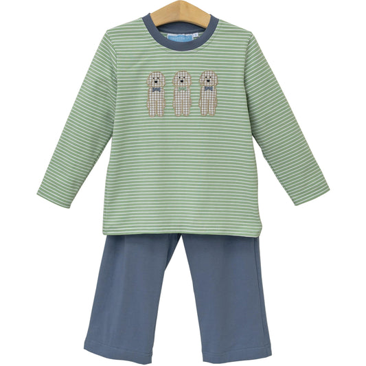 Puppy Dog Applique Boys Long Sleeve Top & Pants Set