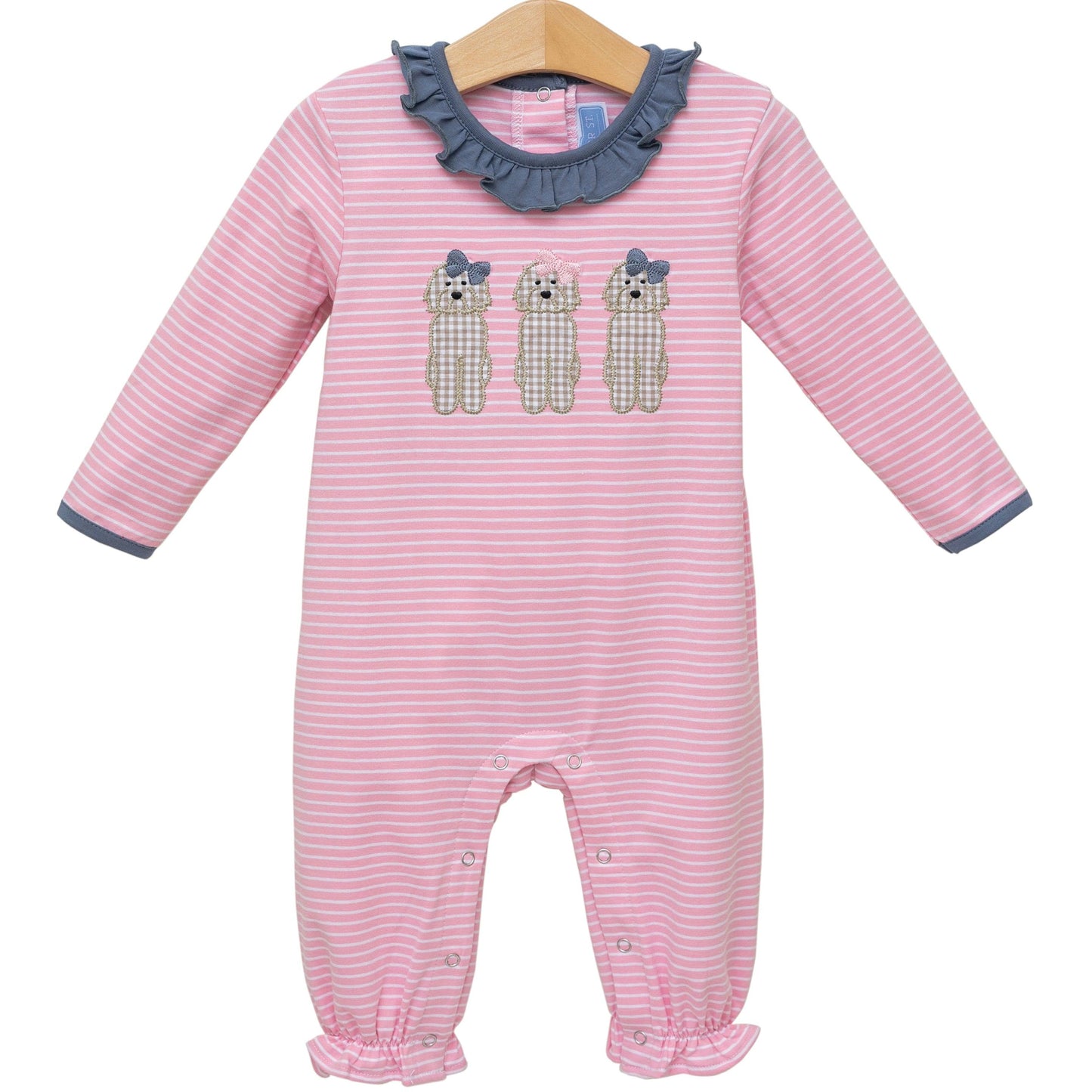 Puppy Dog Applique Baby Girl Ruffle Romper