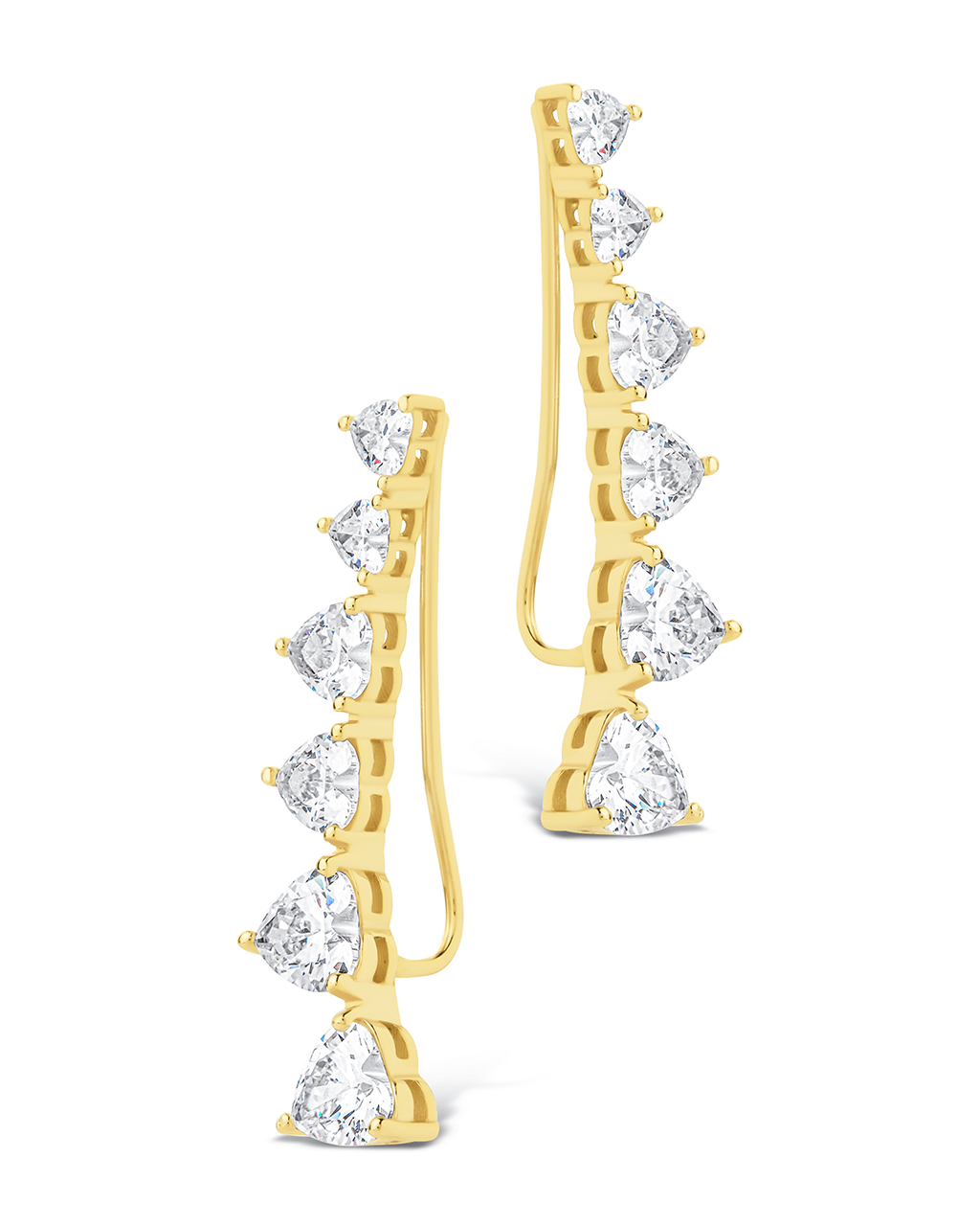 Sterling Silver Jillian CZ Heart Crawler Studs