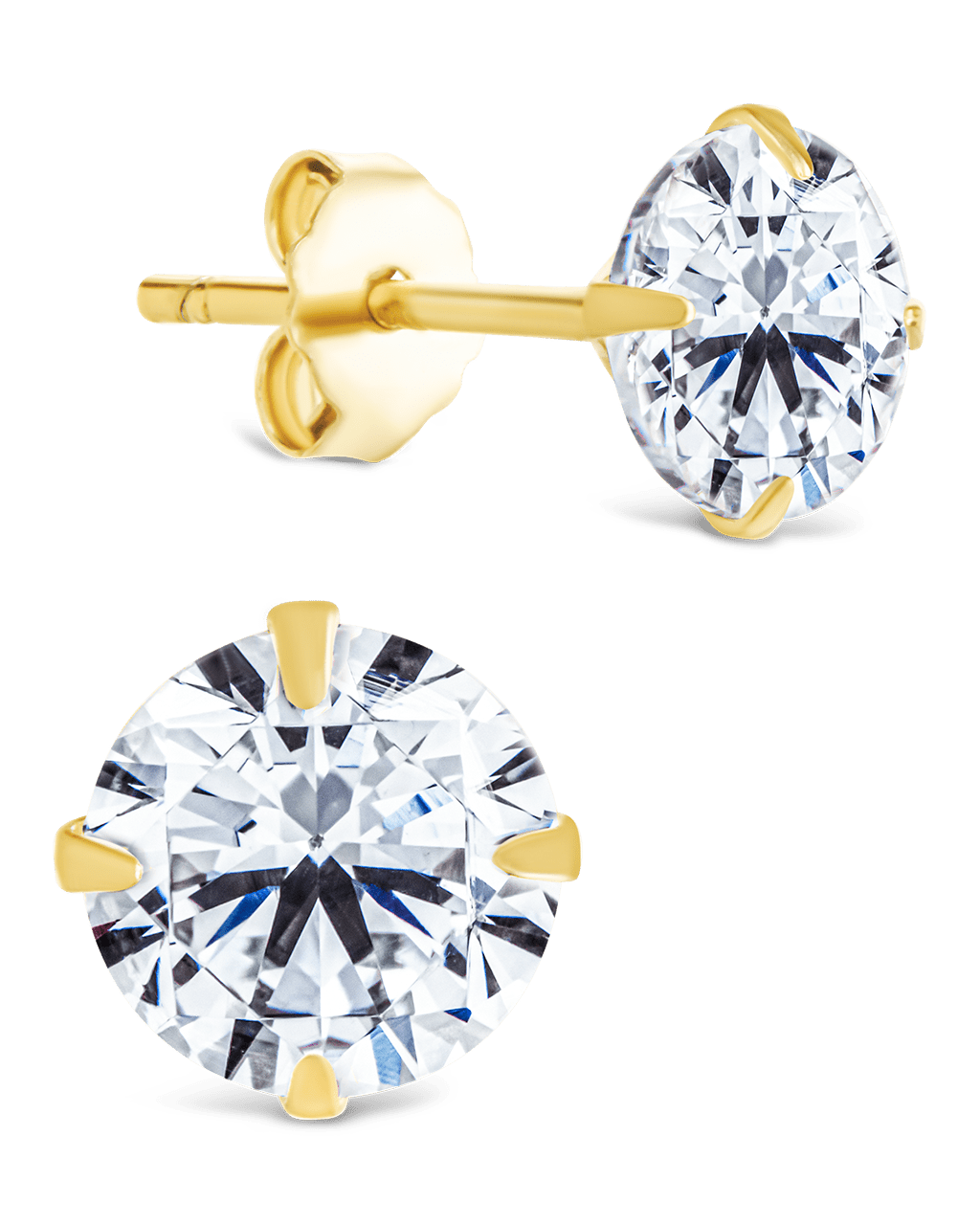 Sterling Silver Round Cut Prong Set Stud Earrings