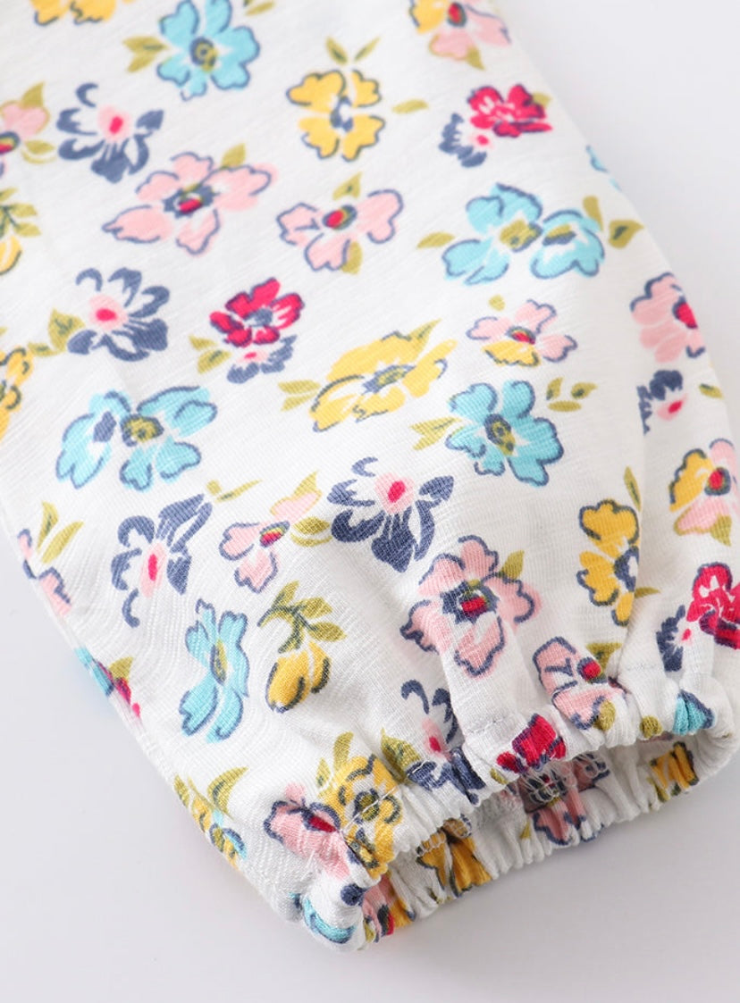 Platinum Floral Print Ruffle Dress