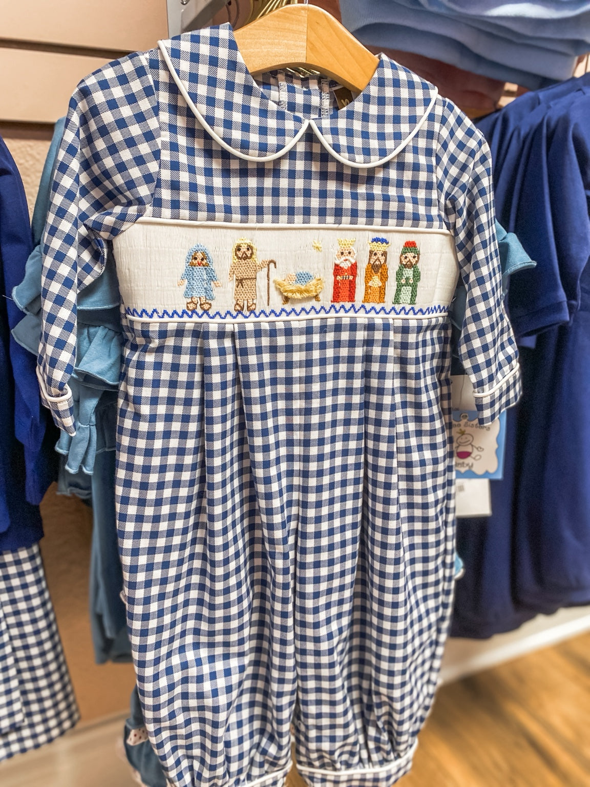 Nativity Smocked Boy Bubble Longall