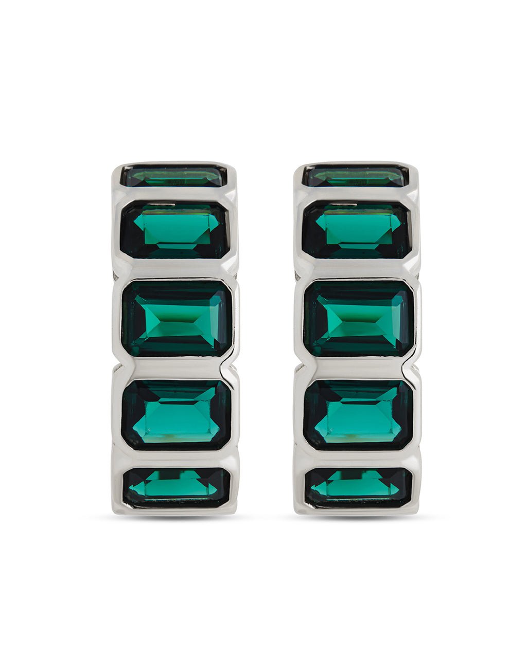 Nyssa Bezel CZ Station Hoop Earrings