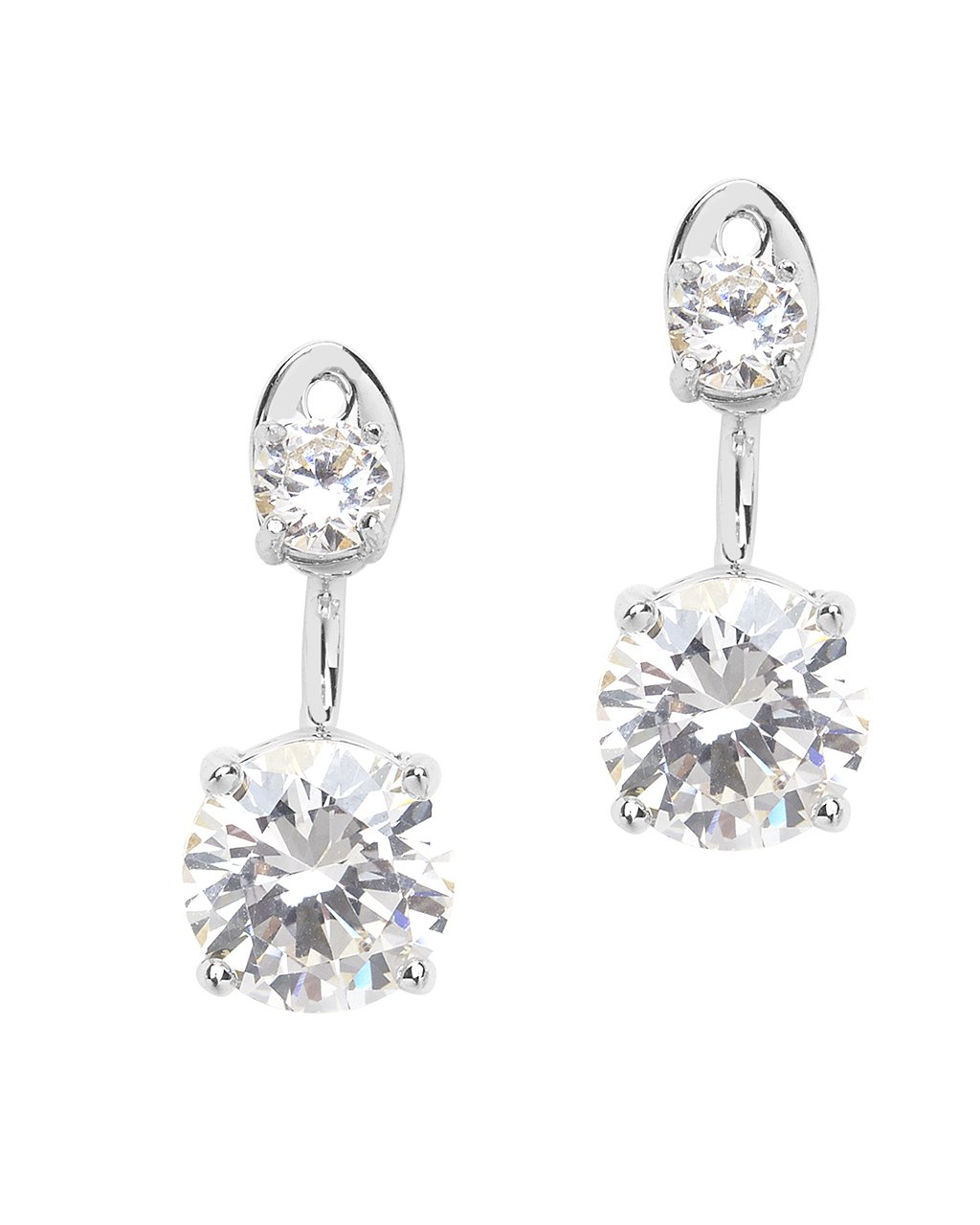 Sterling Silver Brilliant CZ Stud Jacket Earrings