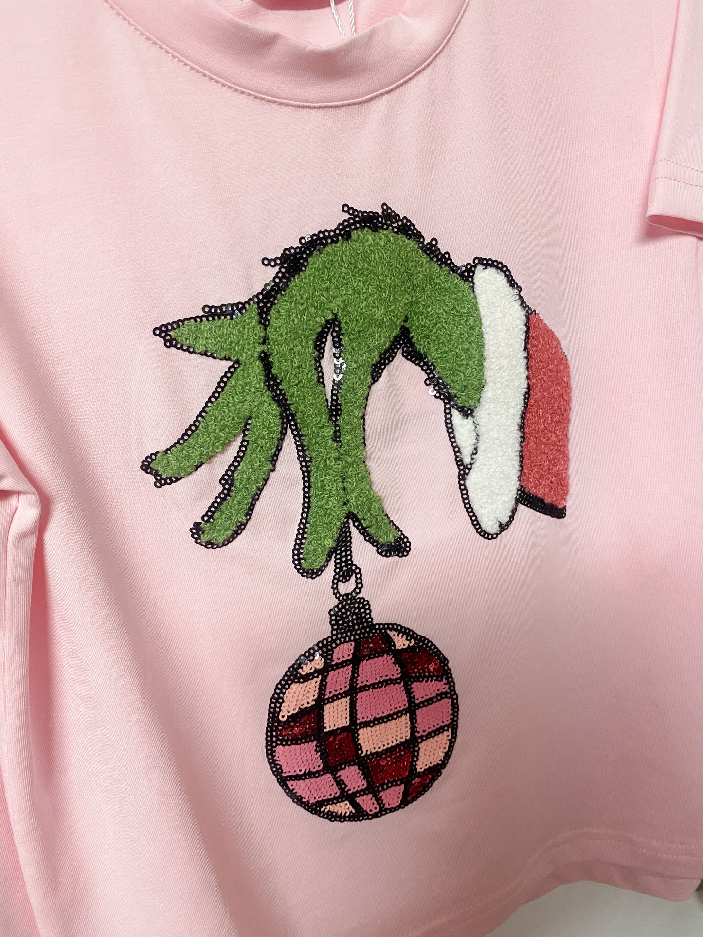 Green Mischief Hand Pink Disco Ornament Tee