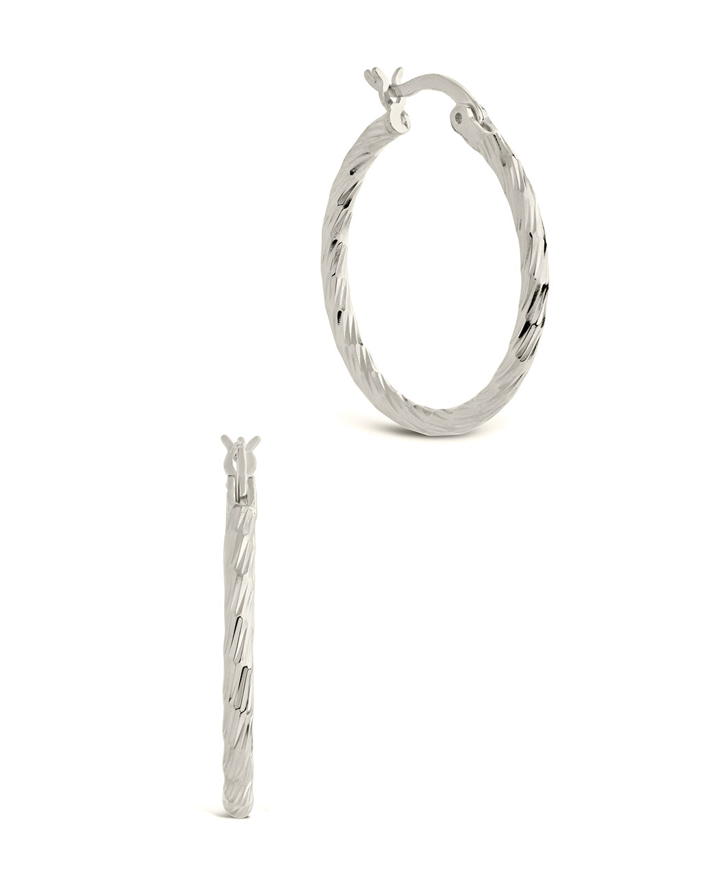 Sterling Silver Anita Textured Hoop Earrings