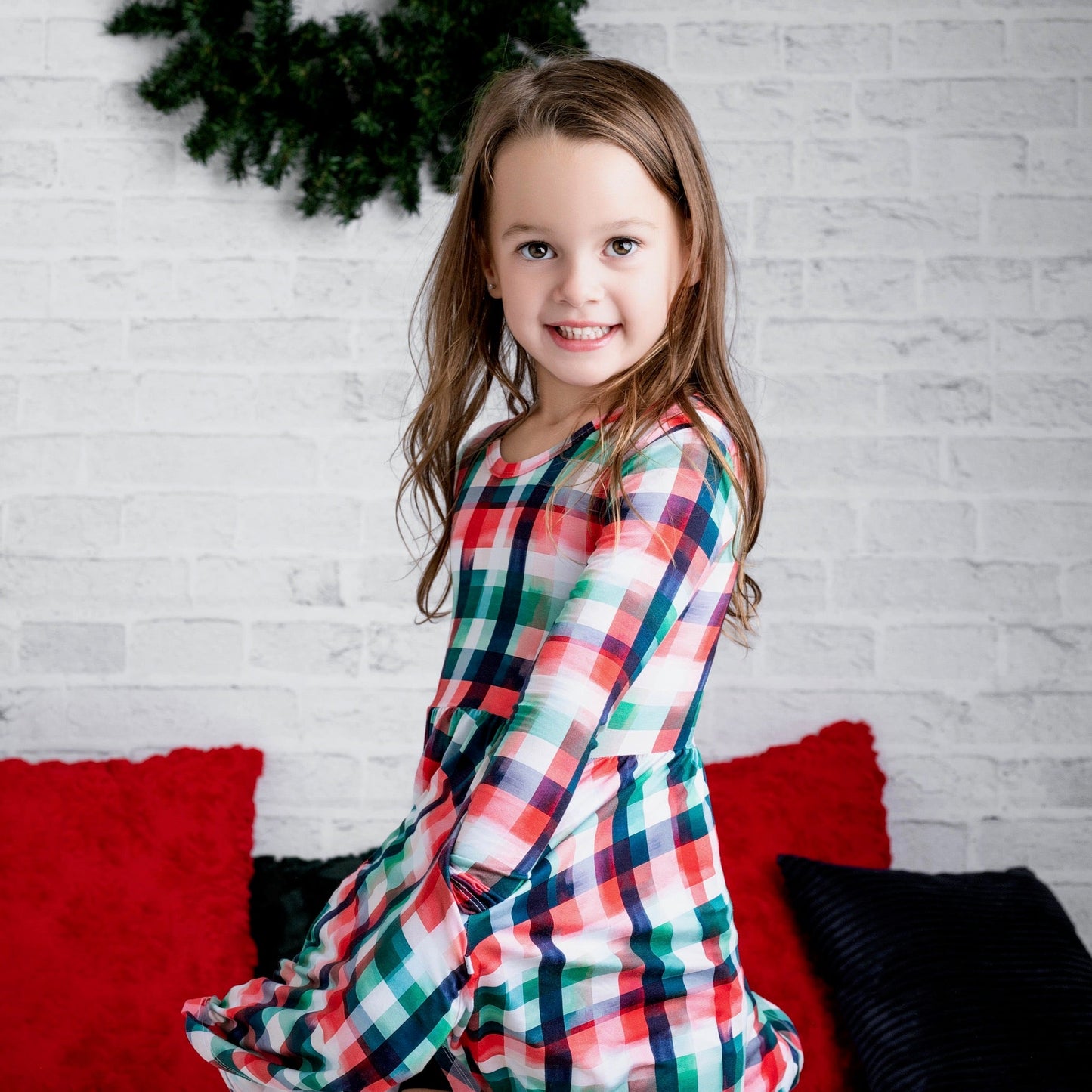 Noel Long Sleeve Pocket Twirl Dress