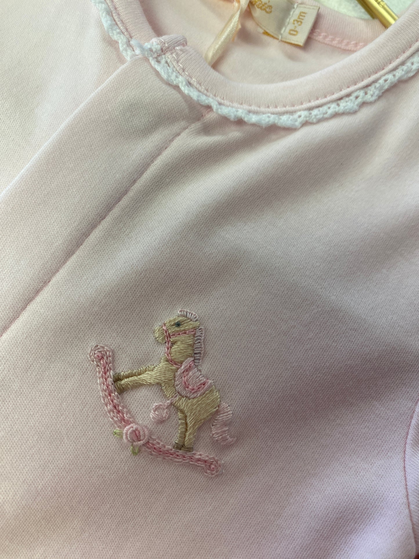 Cute Rocking Horse - Pink Convertible Gown with Lace Trim