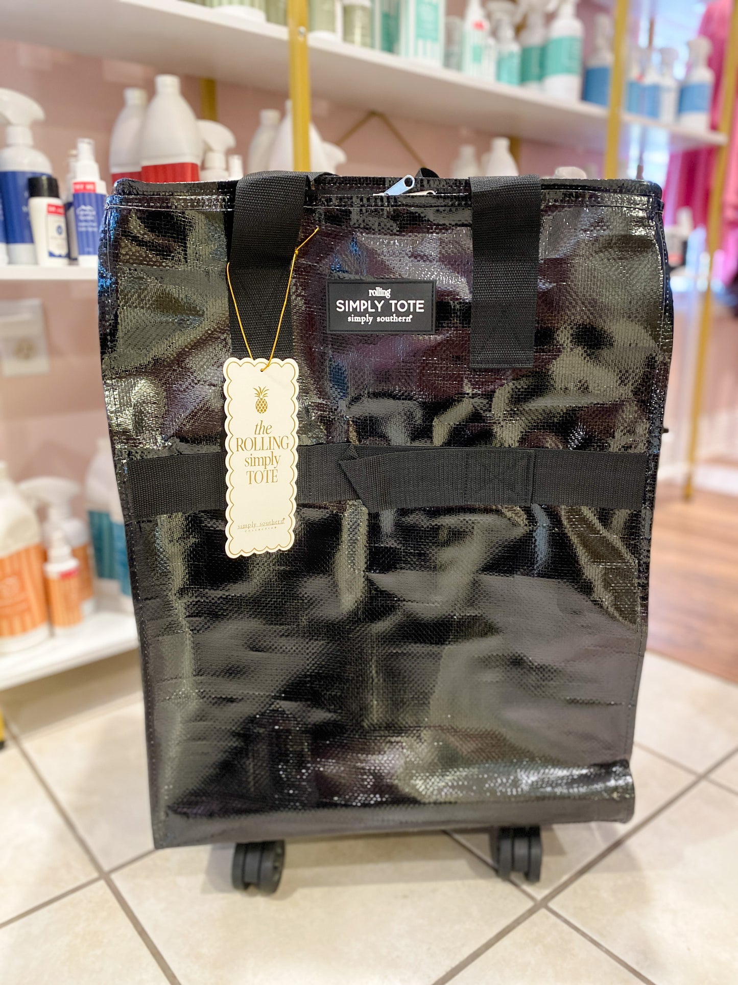 Simply Southern Rolling Tote Bag – Metallic Gold, Silver, or Black