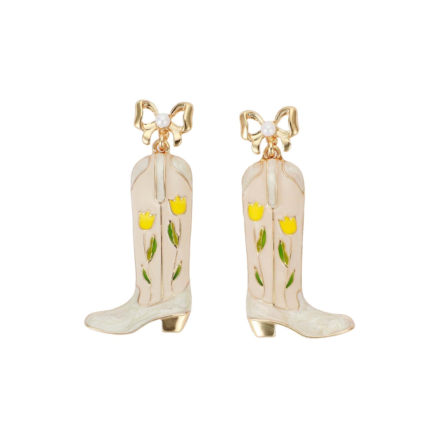 Yellow Daisy Boots Earrings