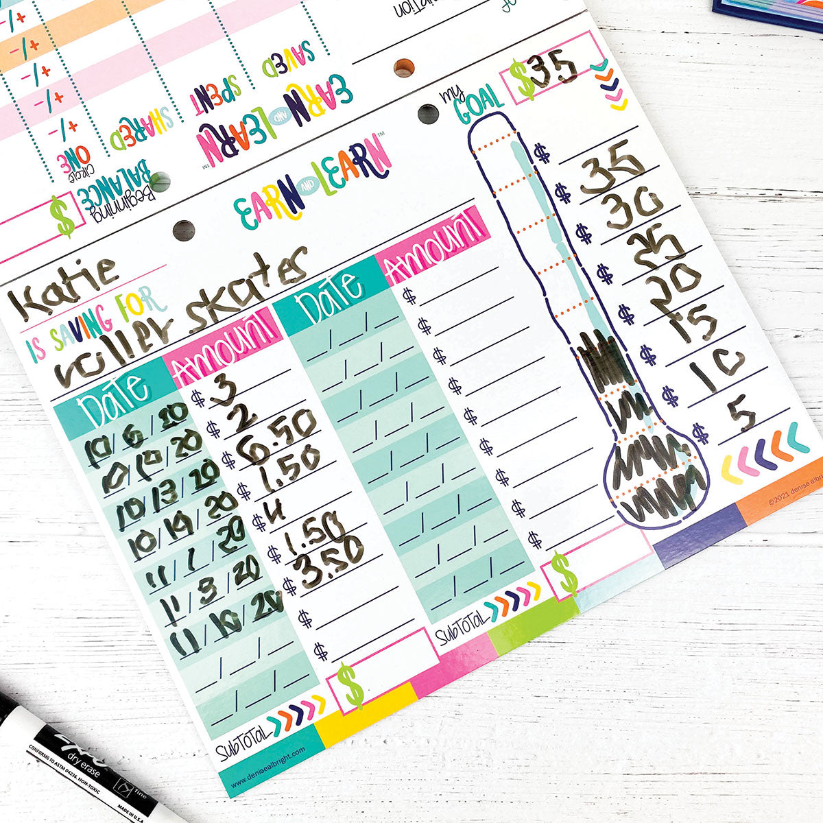 Earn & Learn® Kids Money Management Chore Chart Pad + BONUS App Membership | Dry Erase Savings Tracker for School Age Kids