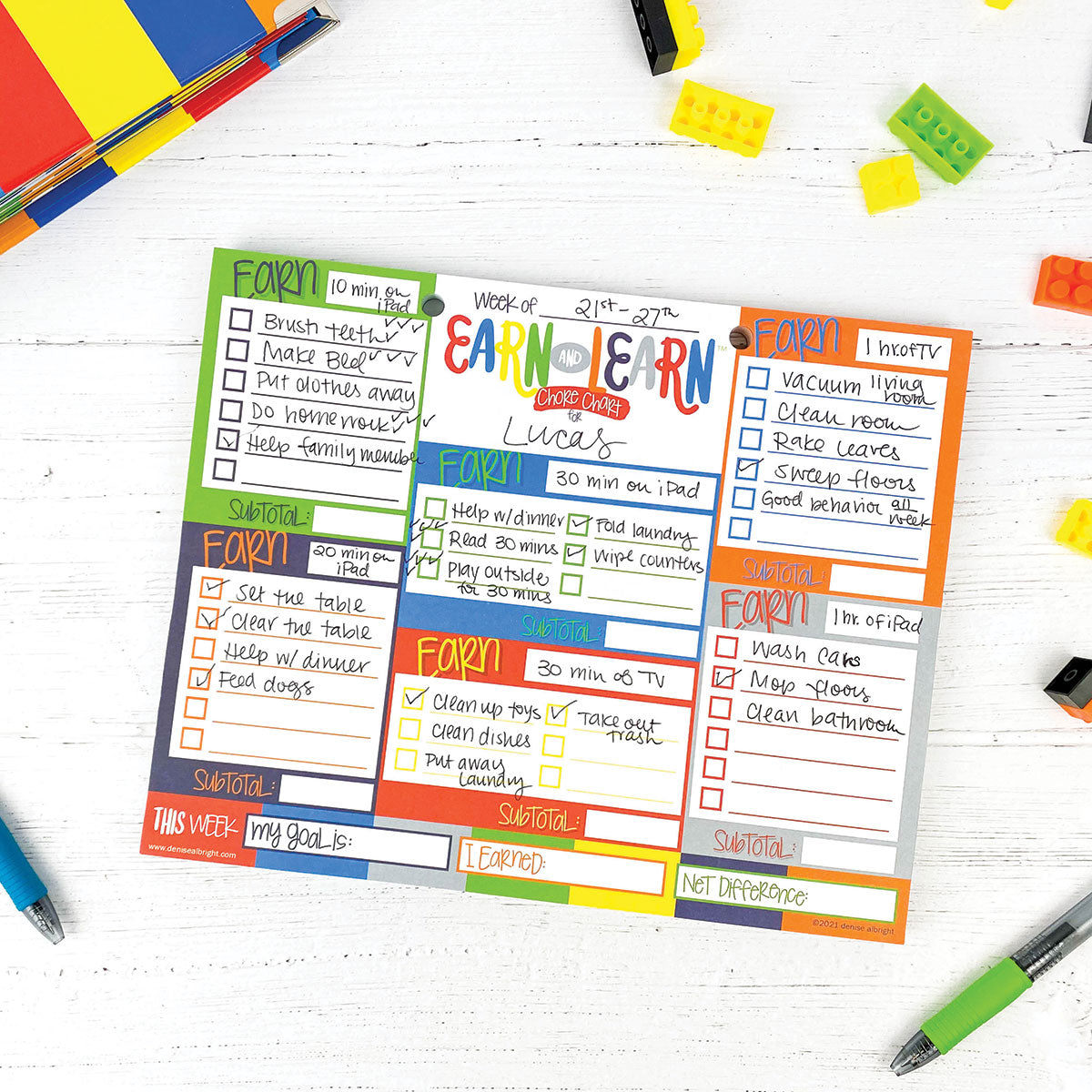 Earn & Learn® Kids Money Management Chore Chart Pad + BONUS App Membership | Dry Erase Savings Tracker for School Age Kids