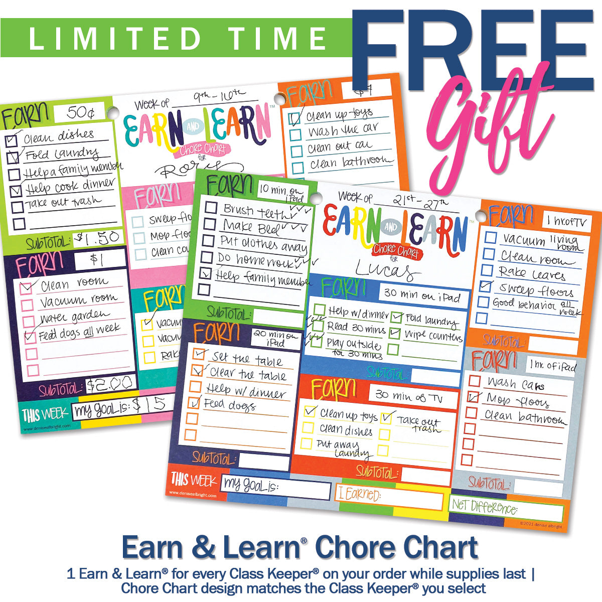 Mom Must-Have School Keepsake Kit | Class Keeper®, Photo Prop Deck & School Stickers | BONUS! App Membership + BONUS! Earn & Learn® Chore Chart Pad | (4) Styles