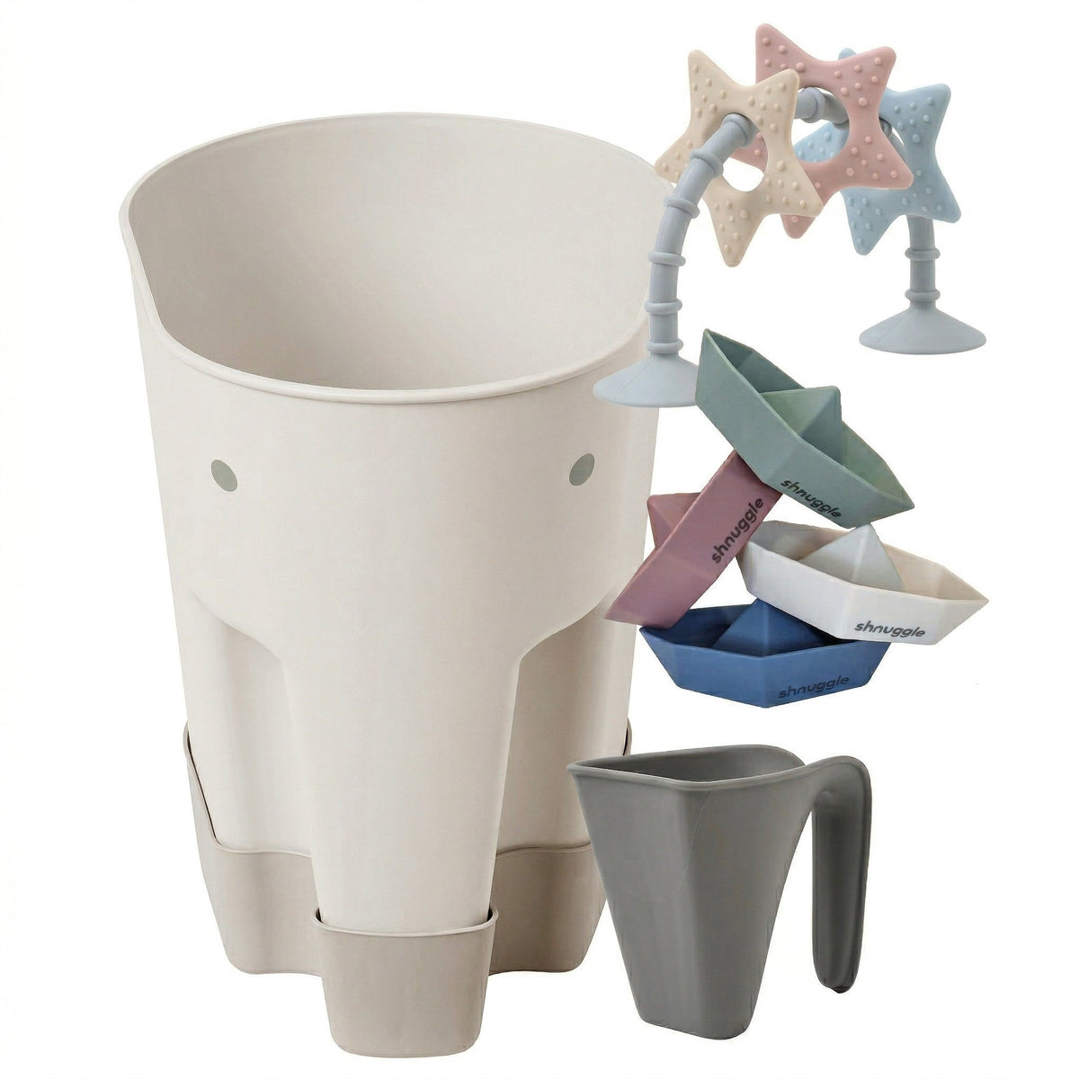Shnuggle Bath Accessories Bundle - Ellie Scoop, Washy Jug, Boats & Star Toy - 4-Piece Set