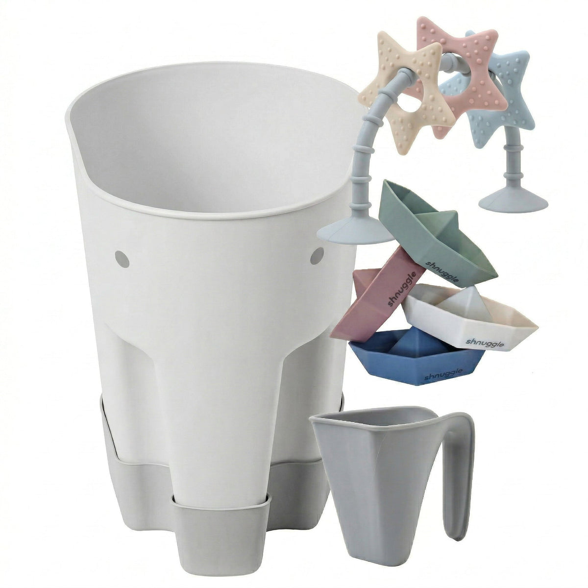 Shnuggle Bath Accessories Bundle - Ellie Scoop, Washy Jug, Boats & Star Toy - 4-Piece Set