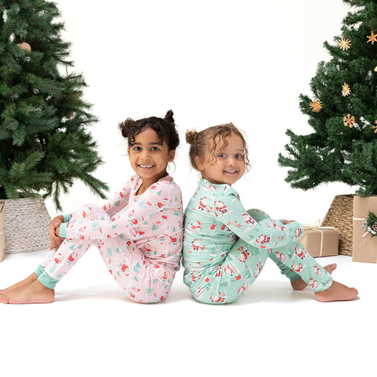 Golfing Santa and Elves - Long Sleeve Loungewear Set