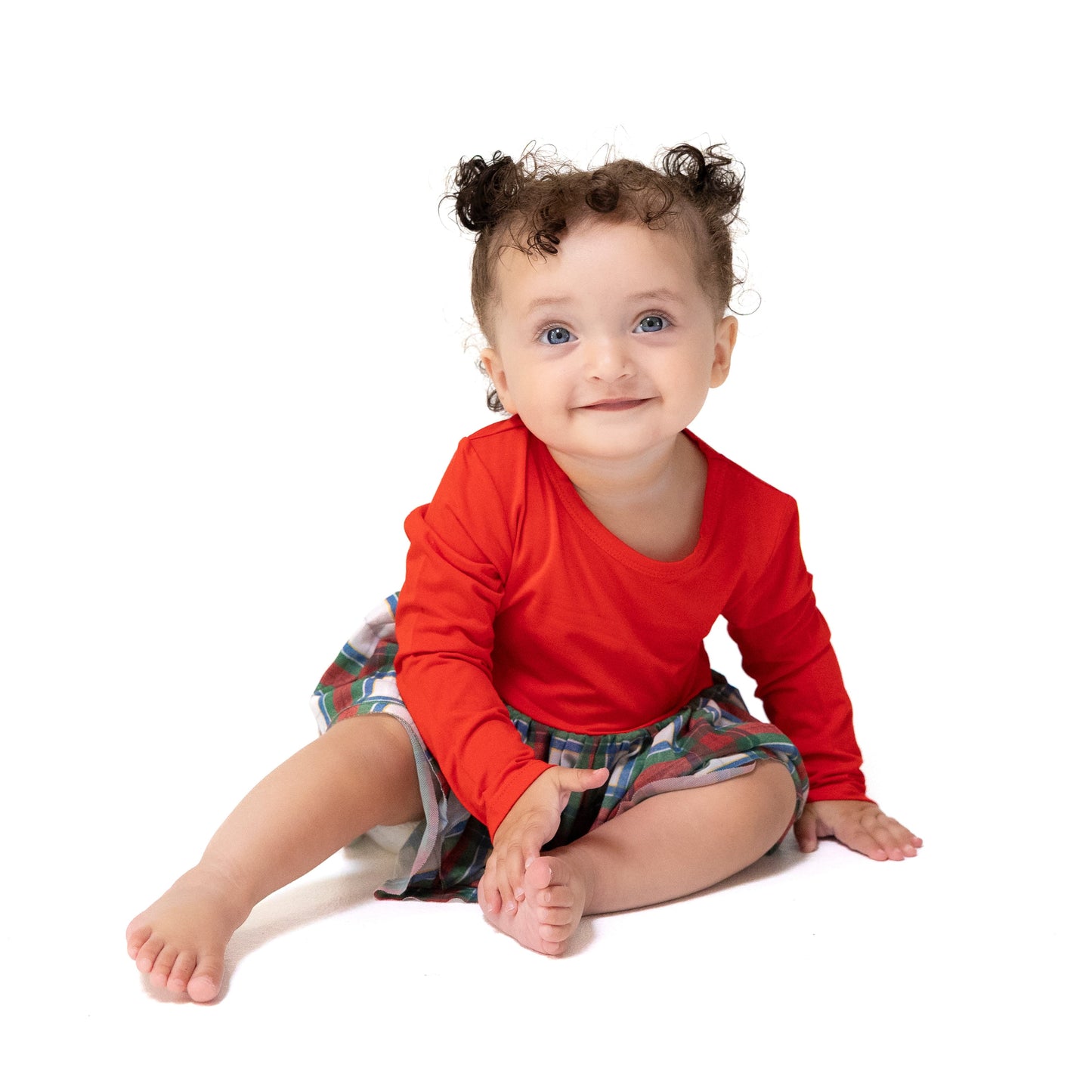 Holiday Plaid - Long Sleeve Tutu Bodysuit