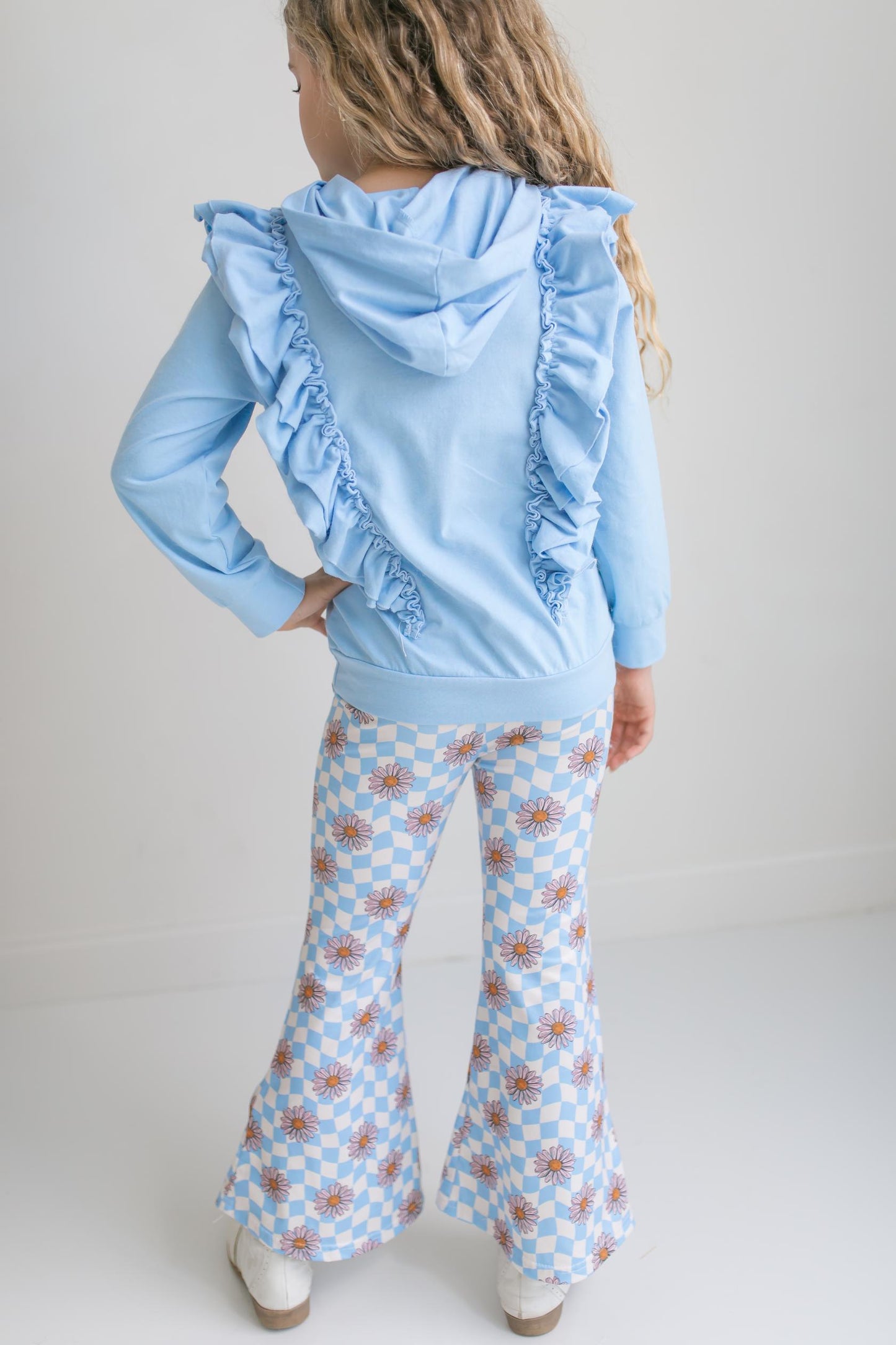 Evie Blue Check Pant Hooded Set