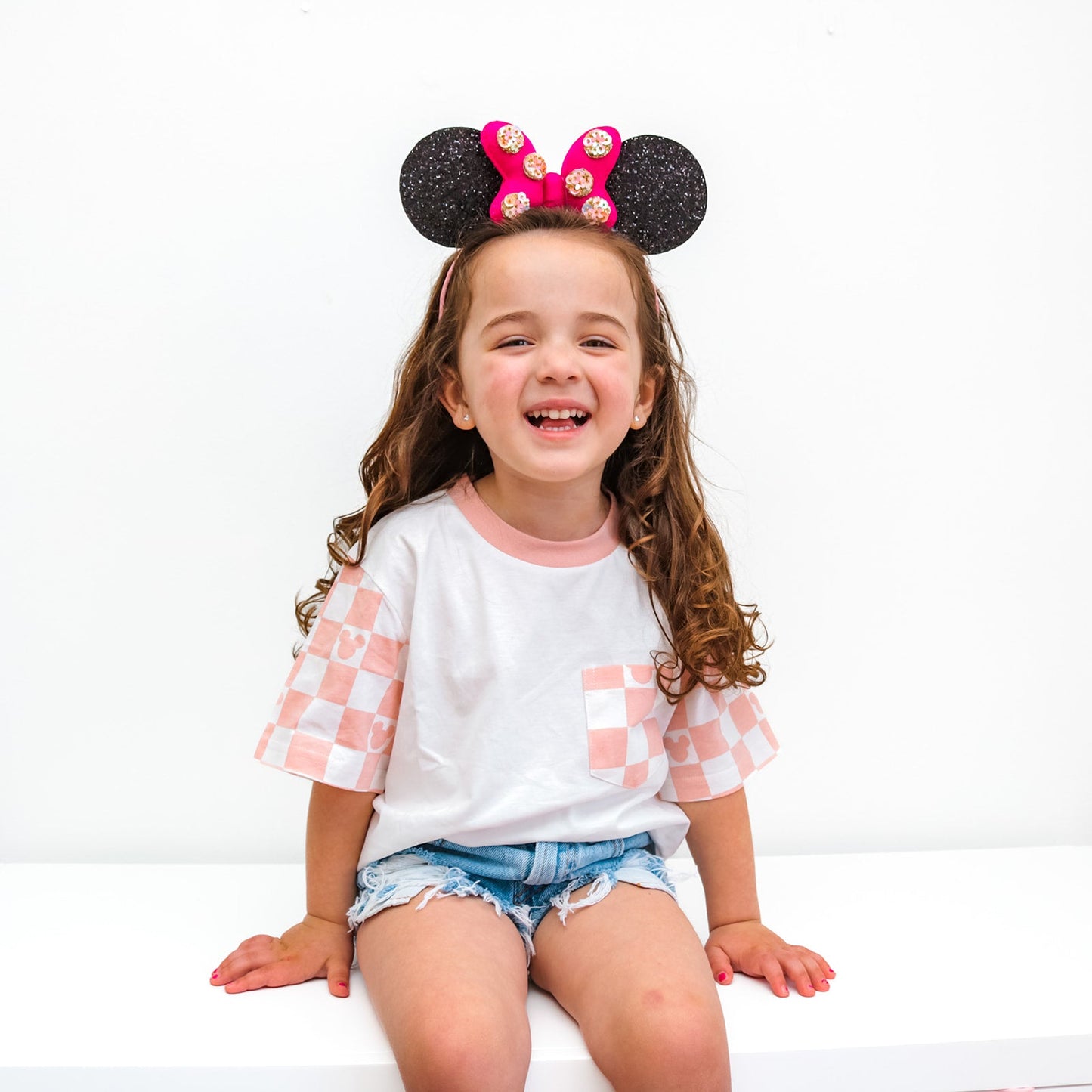 Pink Checkered Pocket Toddler & Kids T Shirt