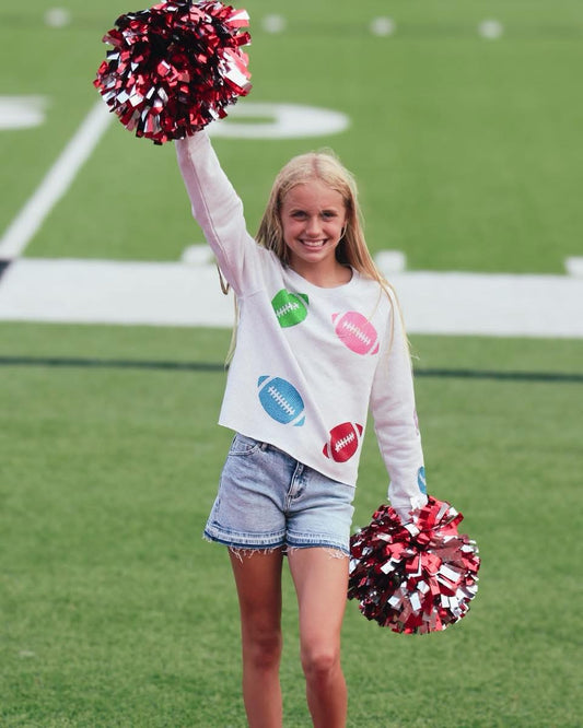 Rhinestone Footballs Fleece Sweatshirt
