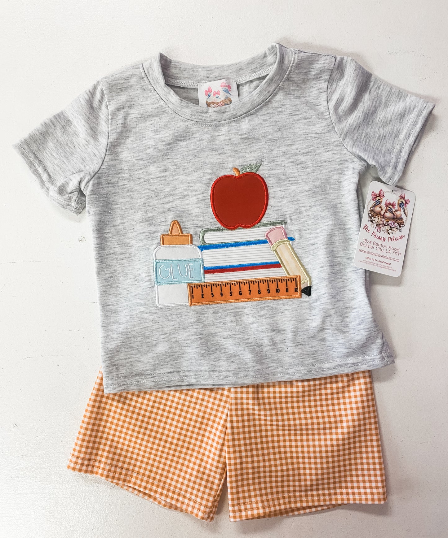 Back to School Apple Appliqué Collection | Girls Dress, Girls Short Set & Boys Short Set | Bossier City, LA
