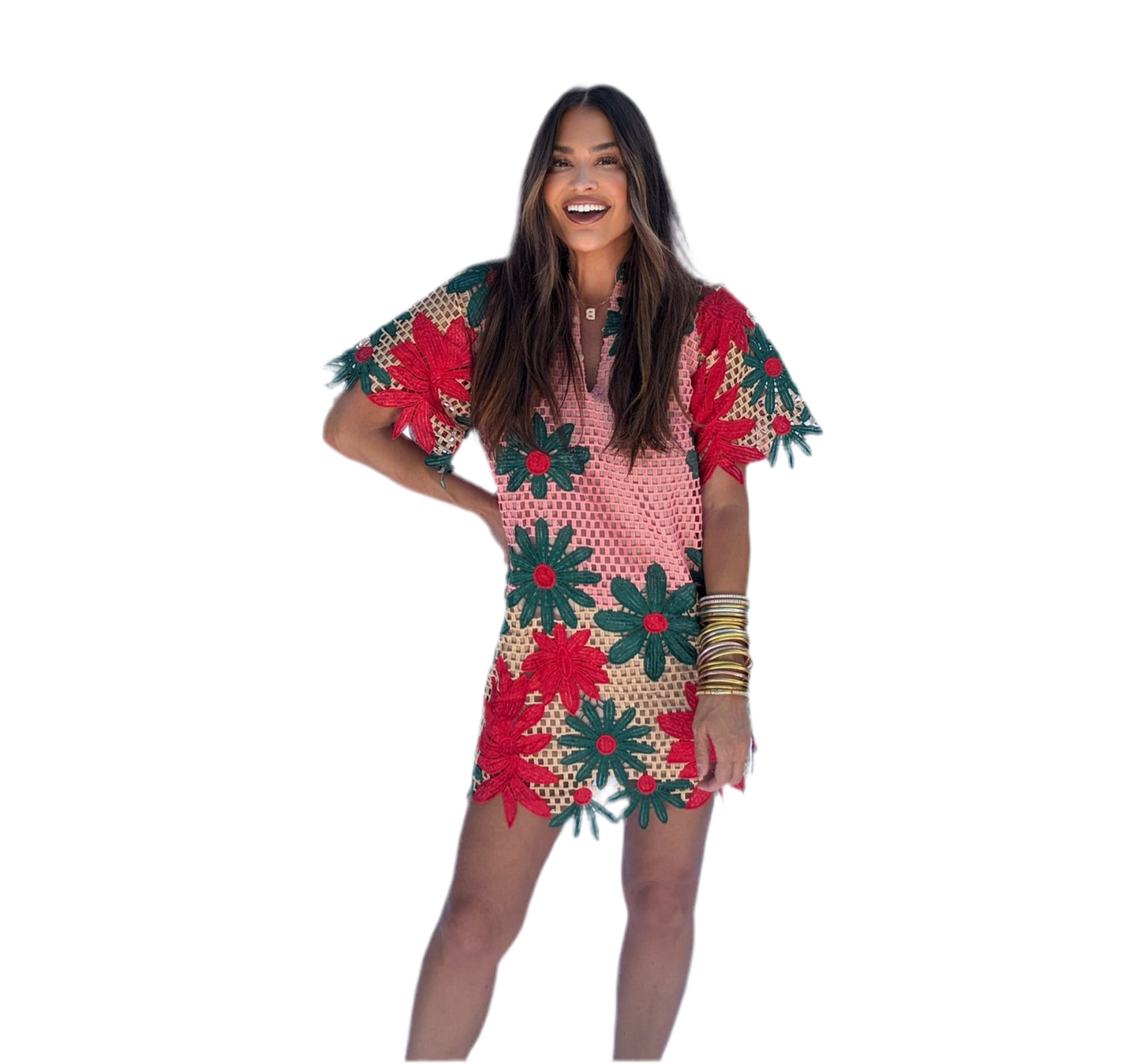 Lulu Short Sleeve Mini Caftan- Sedona