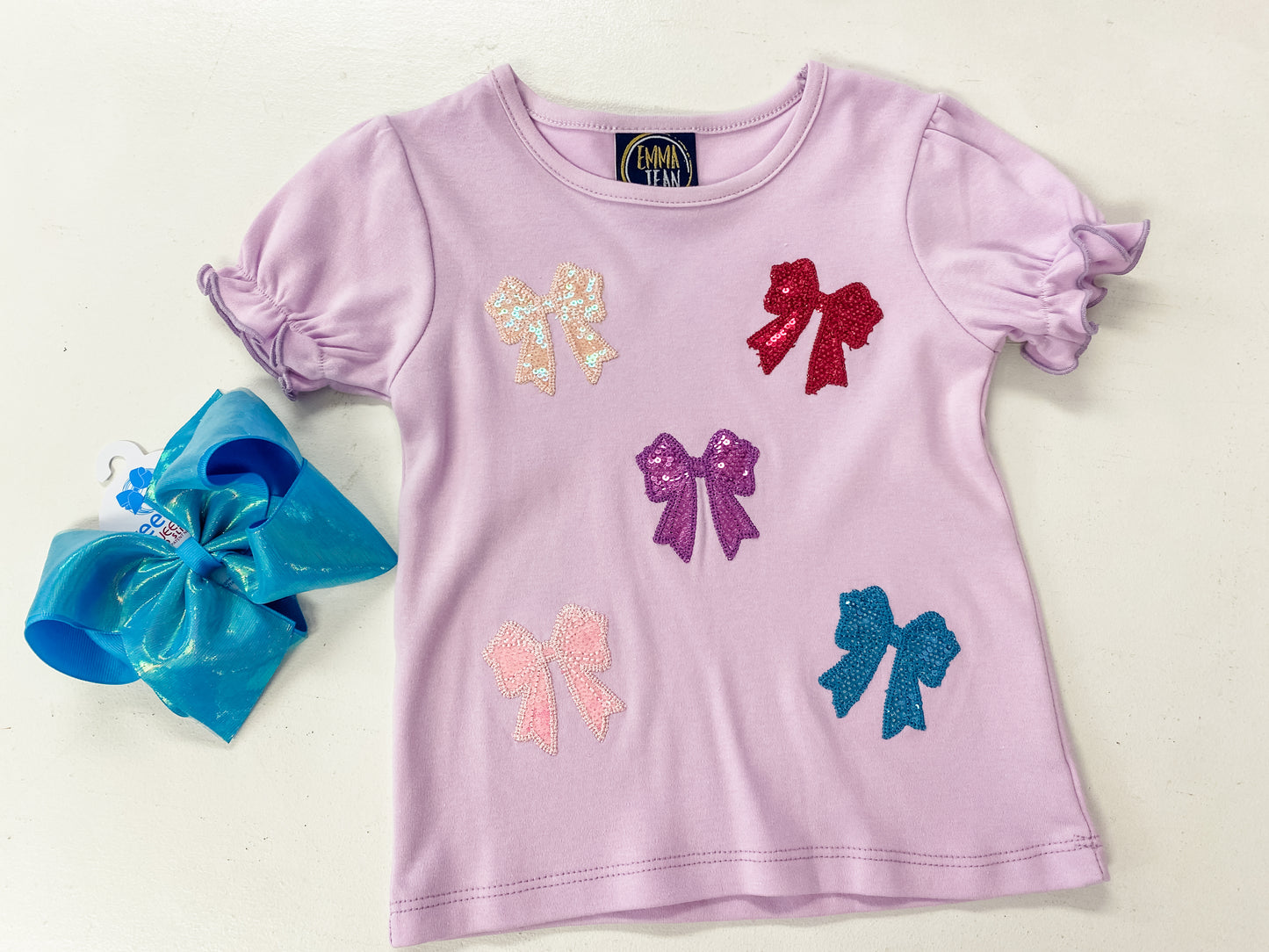 Sparkly Bows Appliqué Girls Shirt – Sequin Bow Top