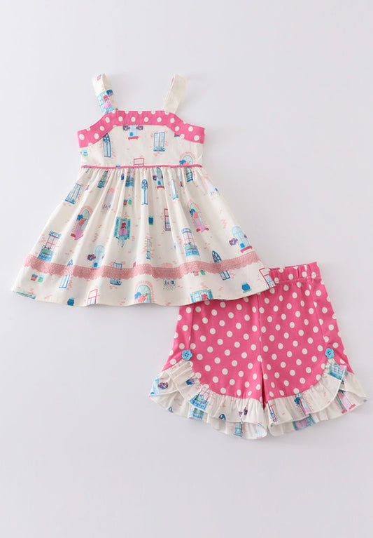 Platinum Balcony Strap Shorts Set