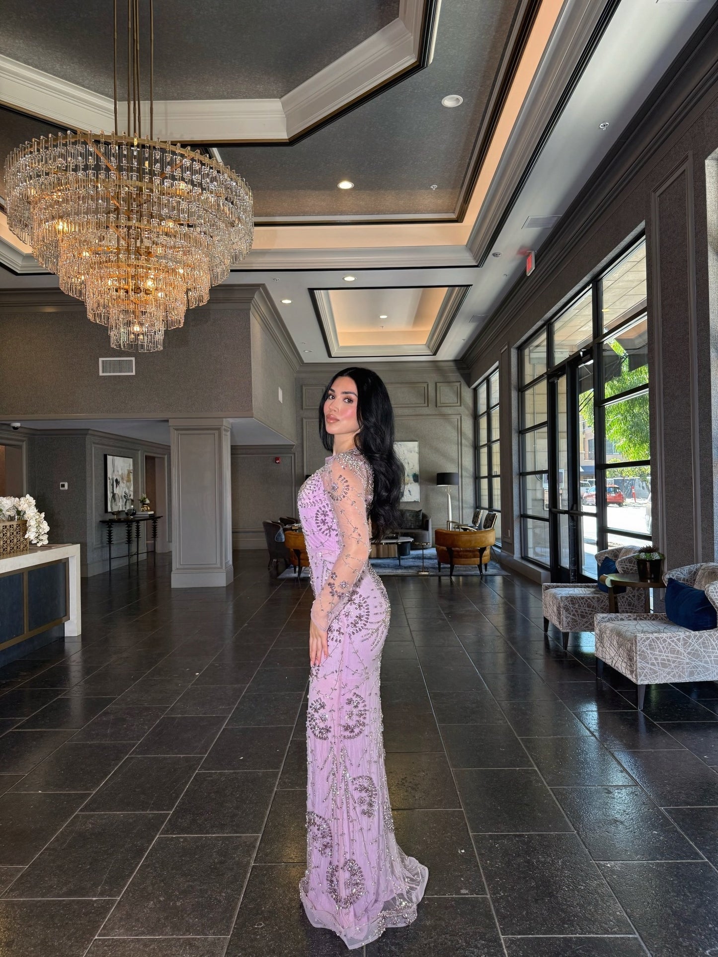 Moral Modest Long Sleeve Flower Mermaid Gown