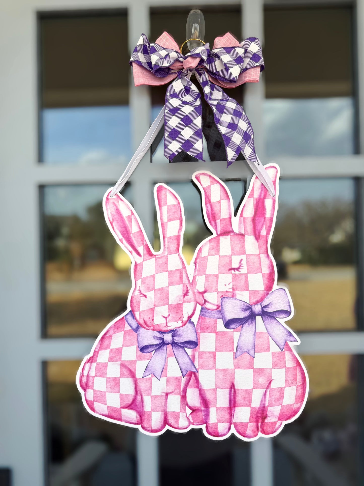Blue and Blush Bunny Door Hanger