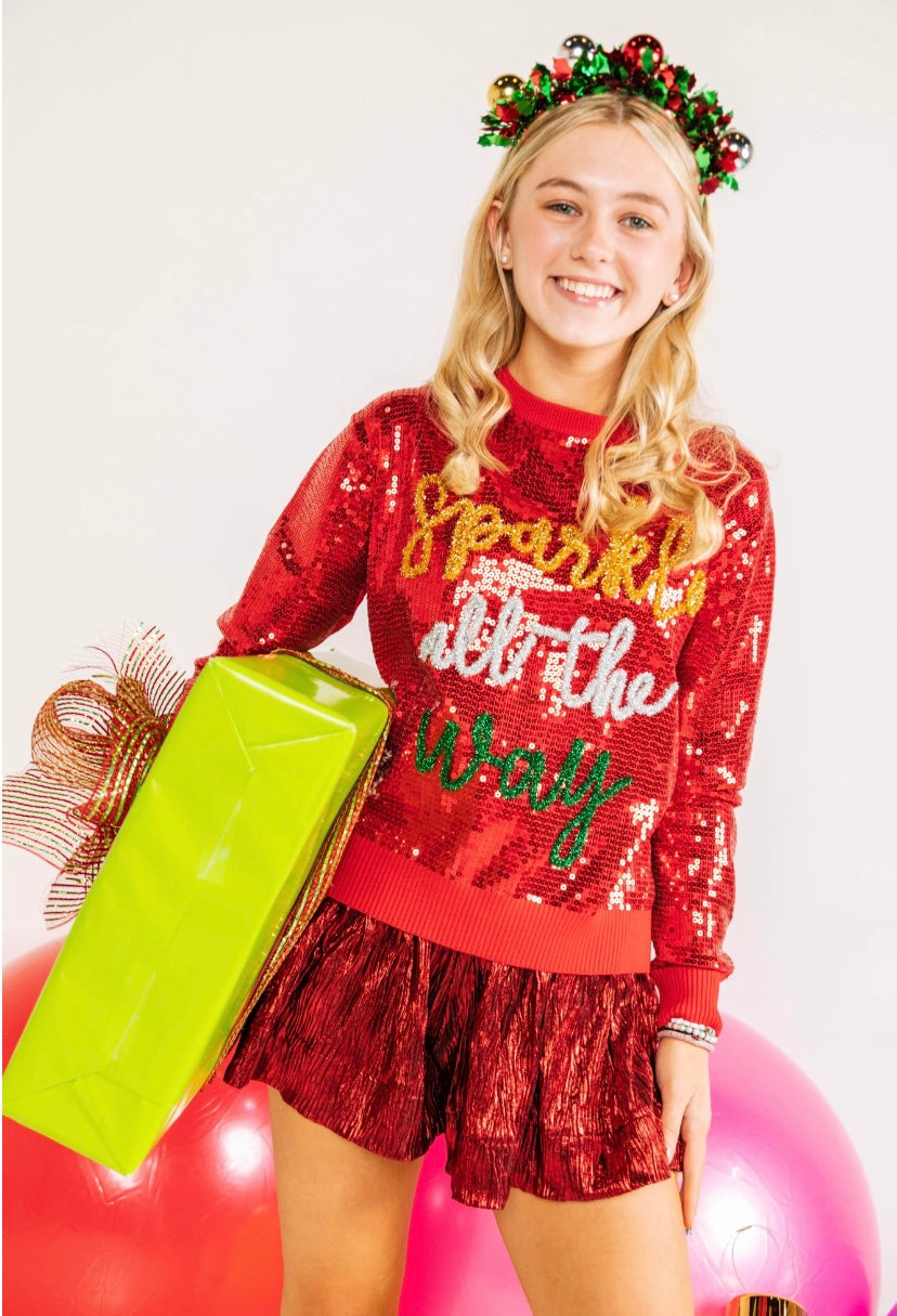 Queen of Sparkles Kids Dark Red Wavy Swing Shorts