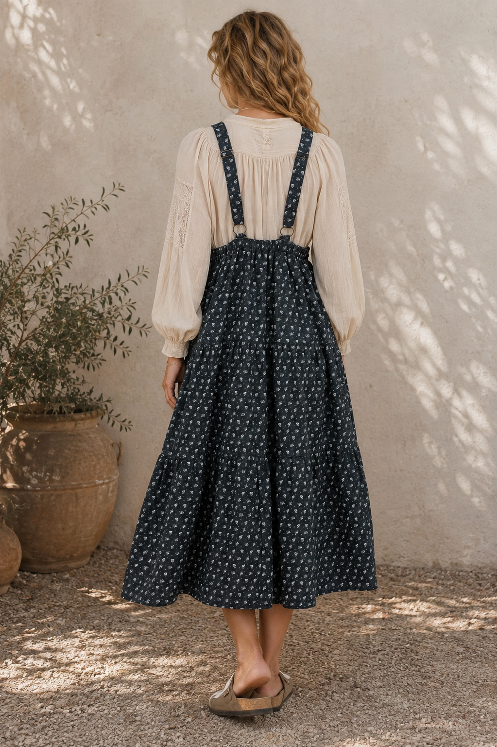 Shay Overall Dress in Navy Floral