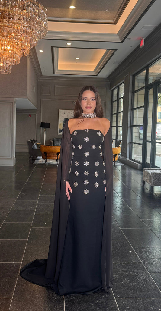 Maria beaded choker neckline floor-length silhouette