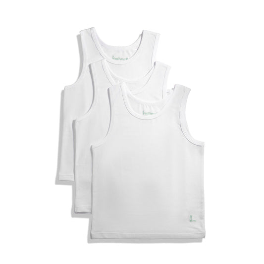 Feathers Boys White Tank Top 100% Cotton Tagless Undershirts 3-Pack