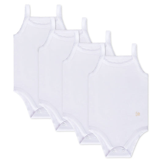 Feathers Tank Top Baby Girl Undershirts - Super Soft Cotton One-Piece Toddler Bodysuit (4 Pack) (White)
