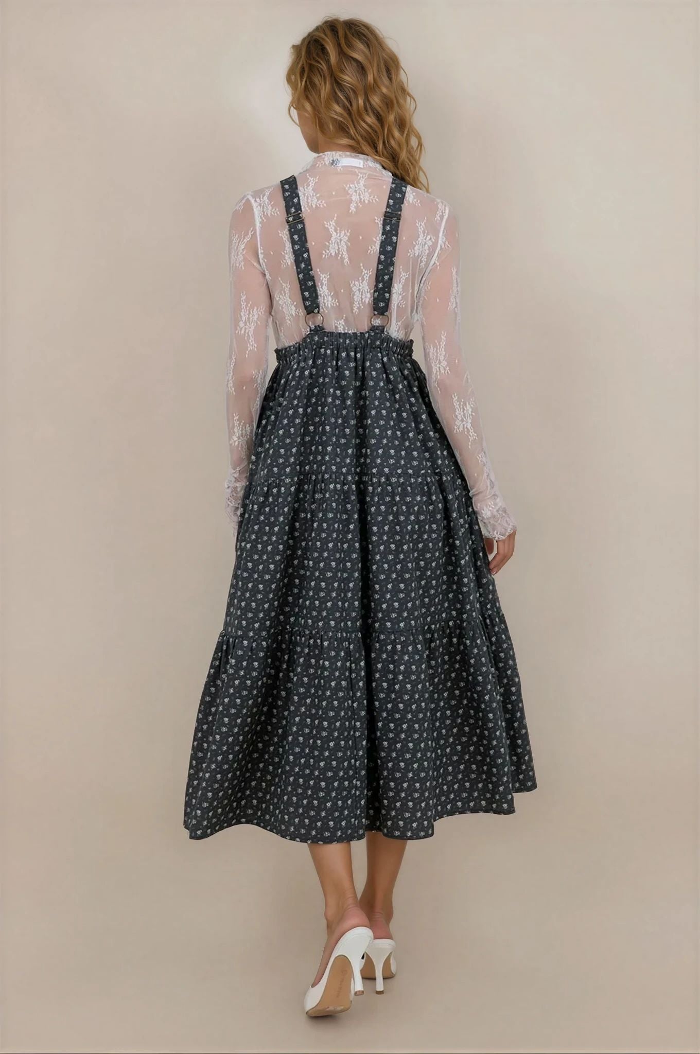 Shay Overall Dress in Navy Floral