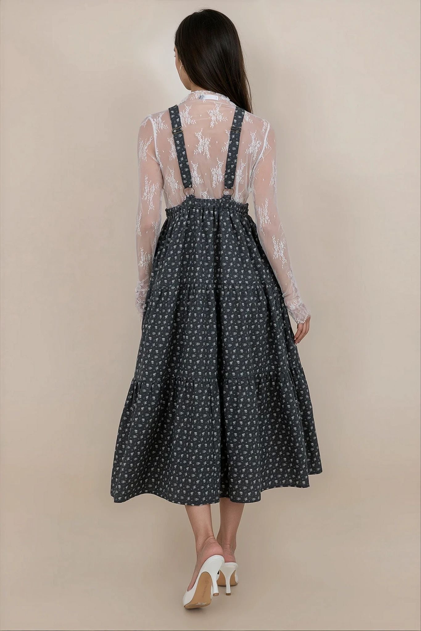 Shay Overall Dress in Navy Floral