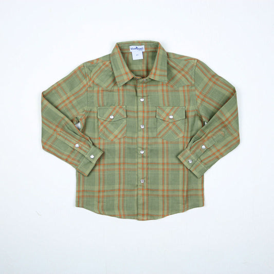Deer Camp Plaid Pearl Snap Flannel – Boys Long Sleeve Shirt