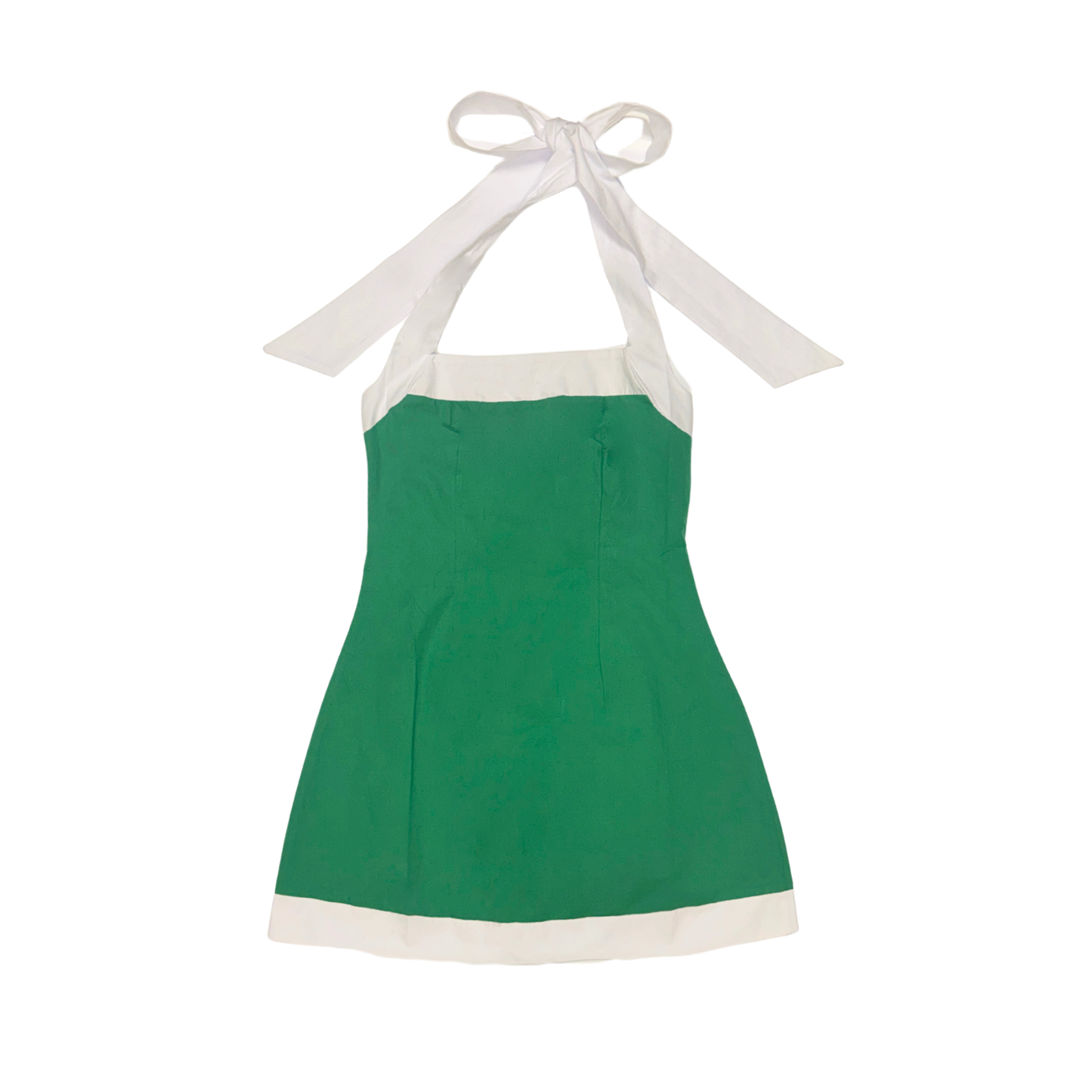Women's Halter Dress - Green and White
