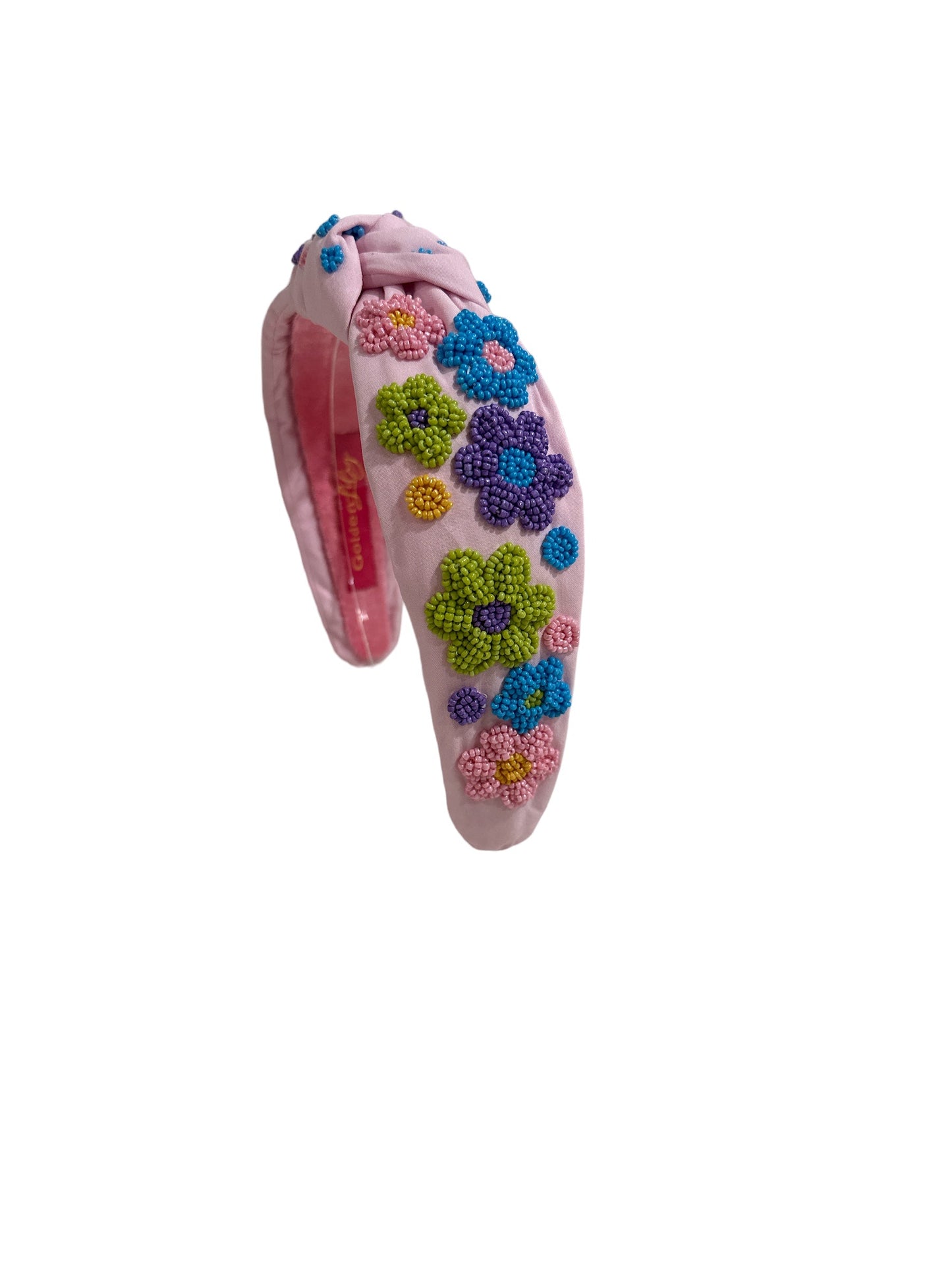 Headband Knot - Flower Power Pink with Multi Colored