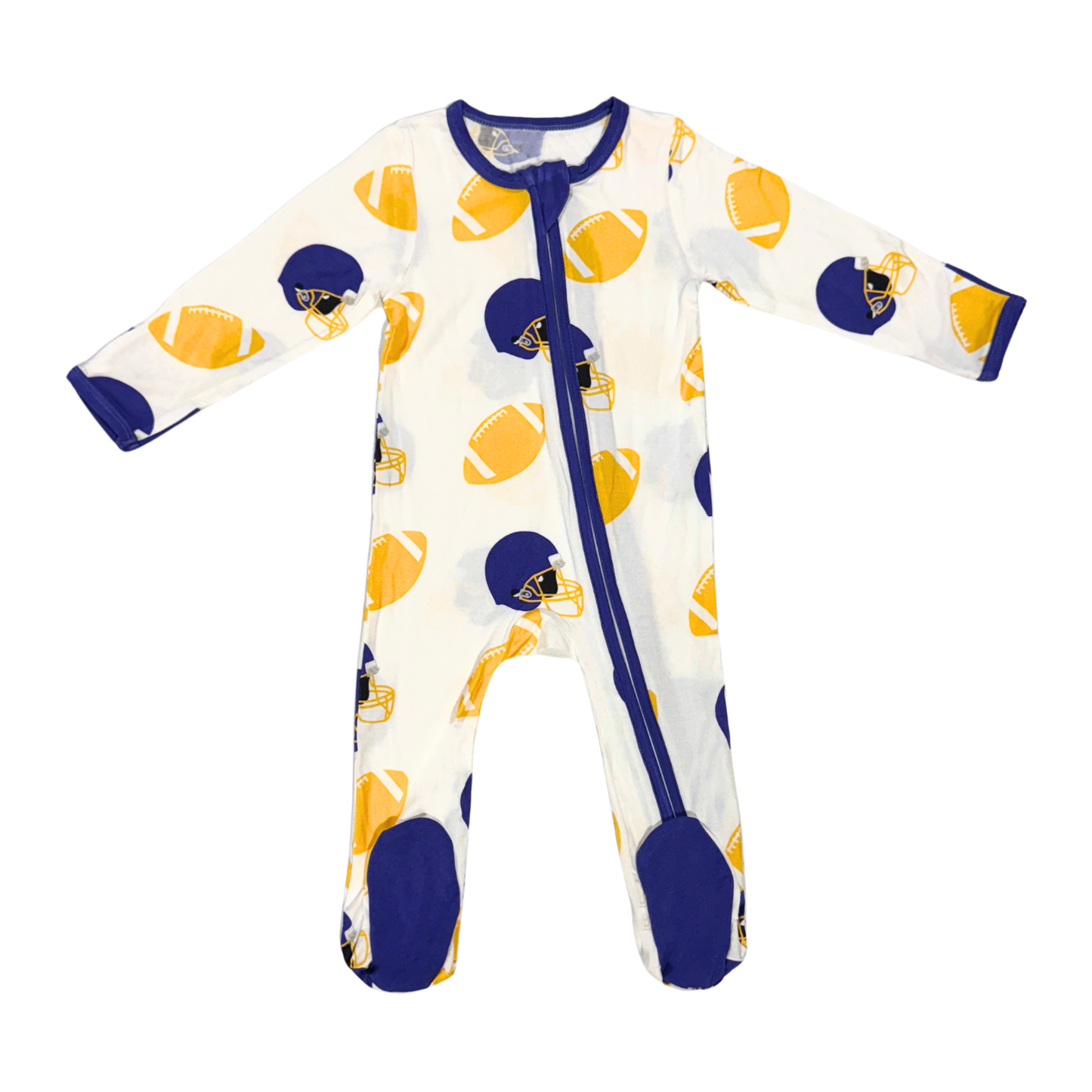 Football Fever Purple and Yellow Romper