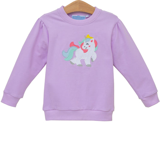 Lavender Unicorn Girls French Terry Pullover