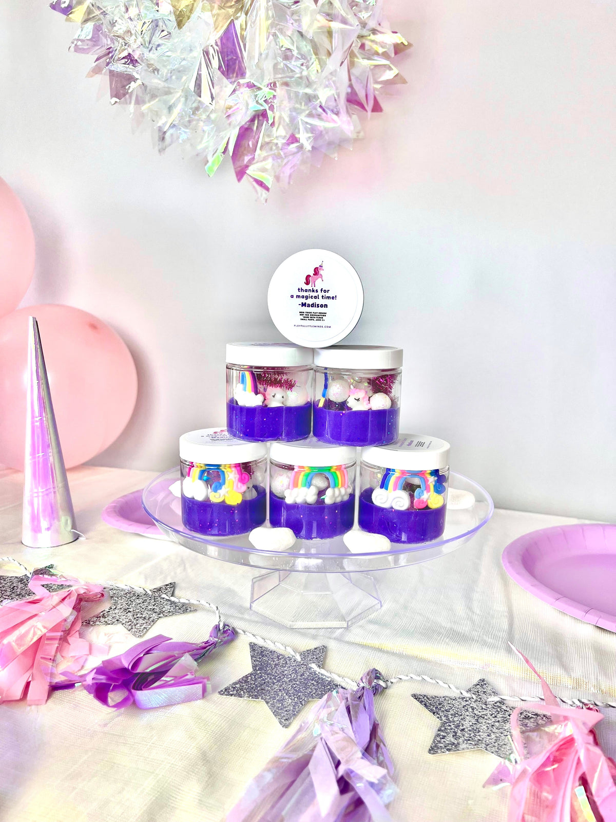 Rainbow Unicorn Play Dough Party Favors for Kids' Birthdays