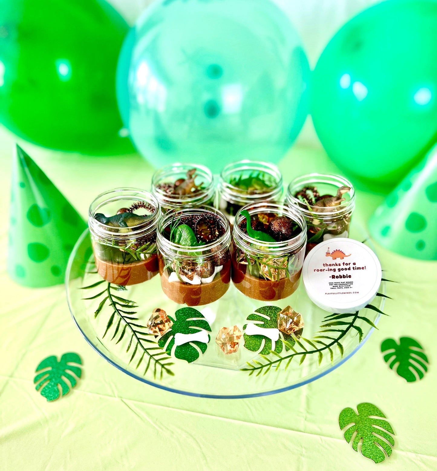 Dinosaur Play Dough Party Favors for Kids