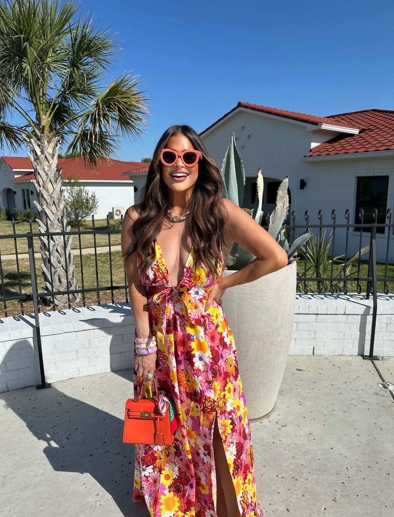 Zena Plunging Neck Maxi Dress - Sunshine