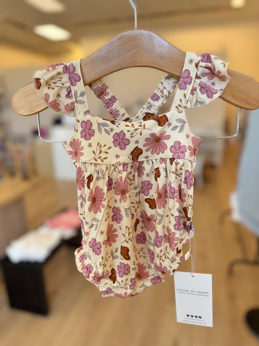 Floral Butterfly Bubble Romper
